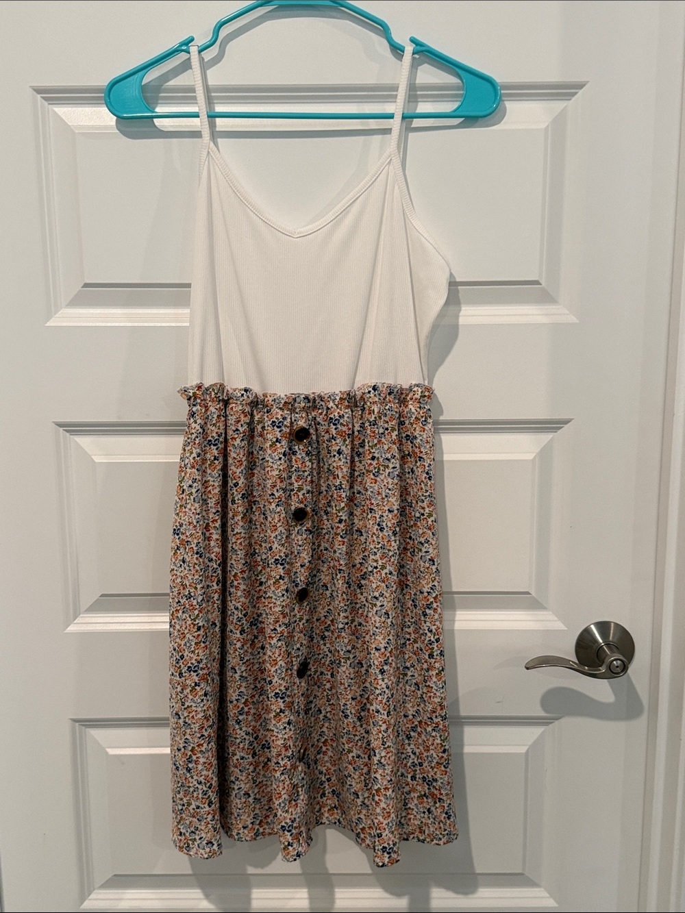 White & Floral Button-Front Sundress